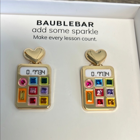BaubleBar Gold Heart Calculator Earrings “Hello” - Picture 6 of 6